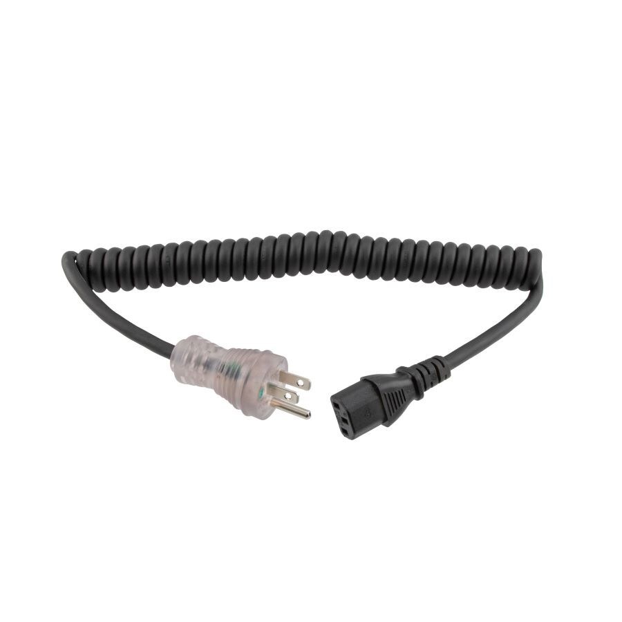 L-com's new coiled power cords are compact but extend to either 8 feet or 15 feet, depending on the model.